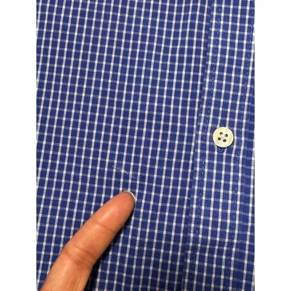Van Heusen Traveler Dress Shirt XXL 18-18.5 Blue Plaid Button Front - Picture 6 of 8